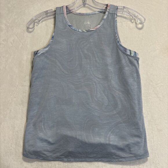 Athleta Girl Tandem Tank Girl's Size Extra Large XL 14 Blue Swirls Layered Look - Picture 1 of 15